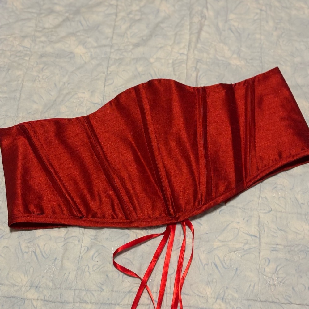 Handmade Red Silk Corset Belt